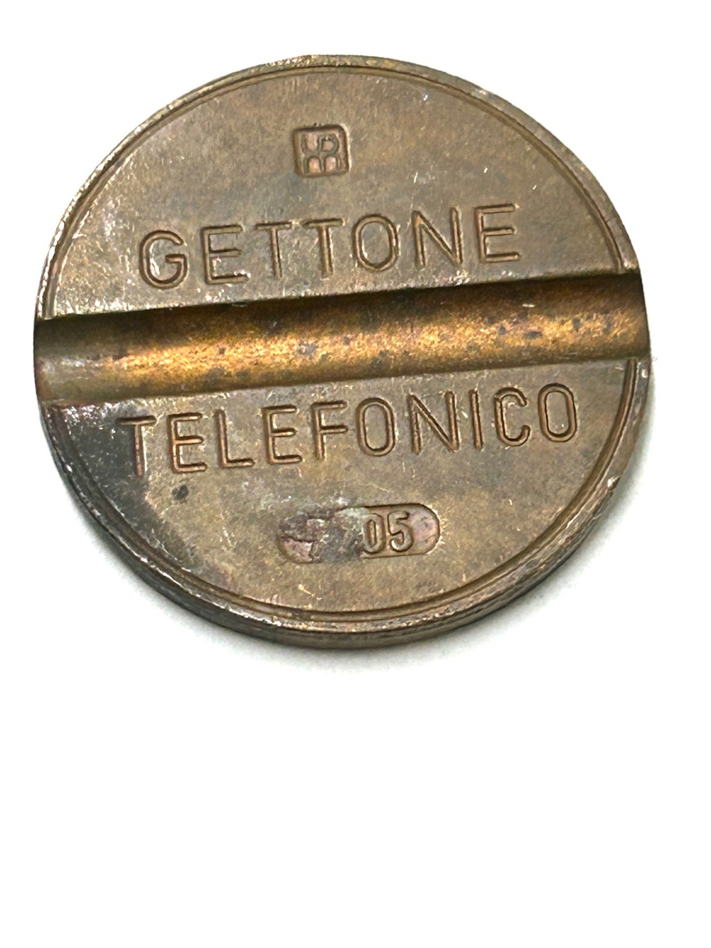 c. 1959-1980 Vintage Italian Gettone Telefonico Grooved Phone Token Coin
